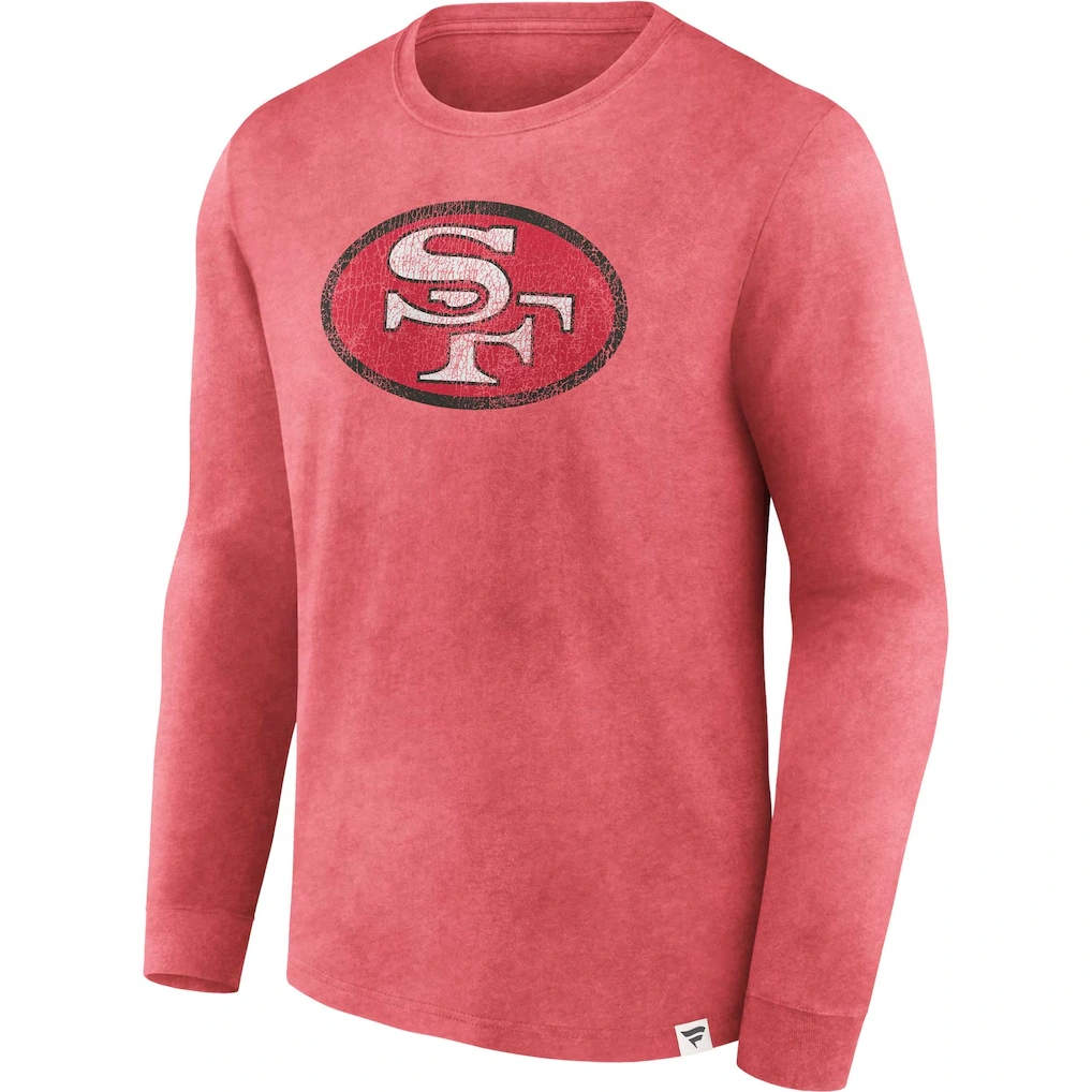 Men's San Francisco 49ers Fanatics Scarlet Washed Primary Long Sleeve T-Shirt