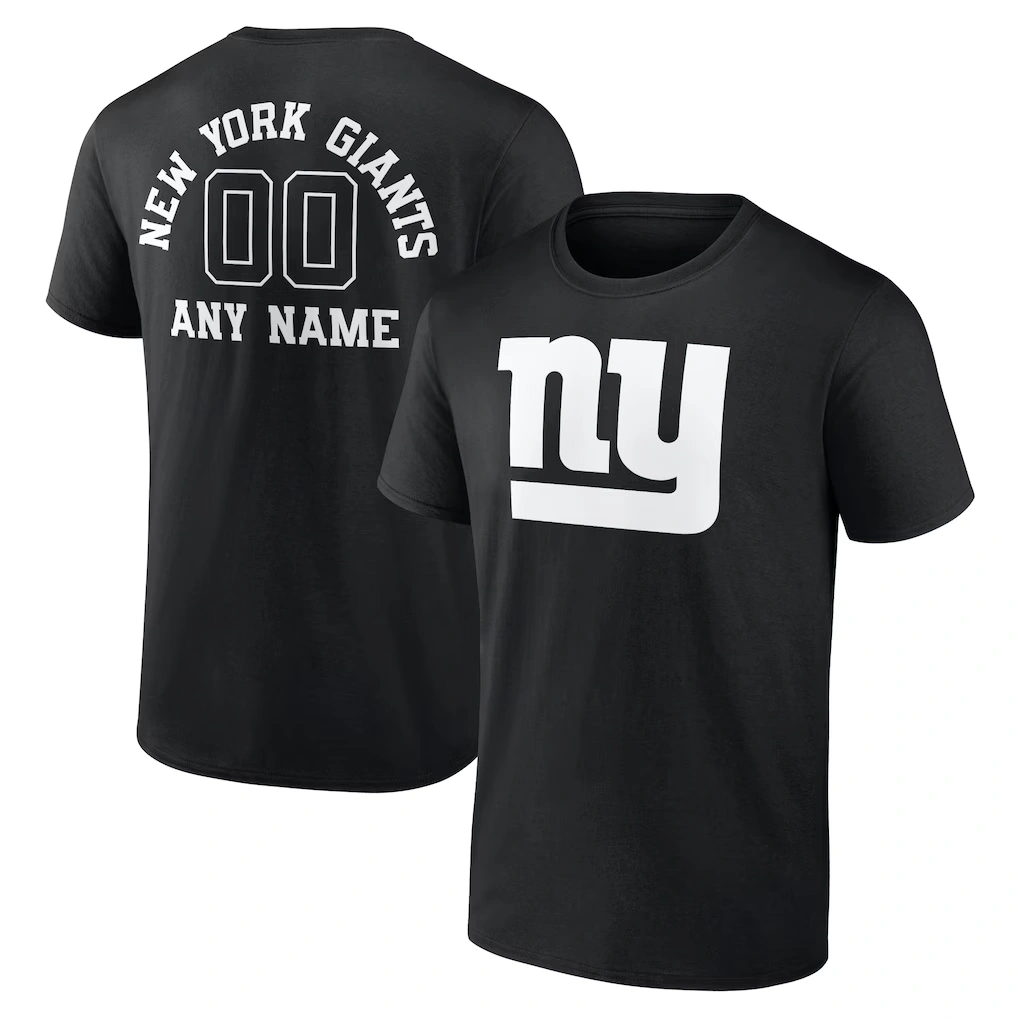 Men's New York Giants Black Personalized Name & Number Monochrome T-Shirt