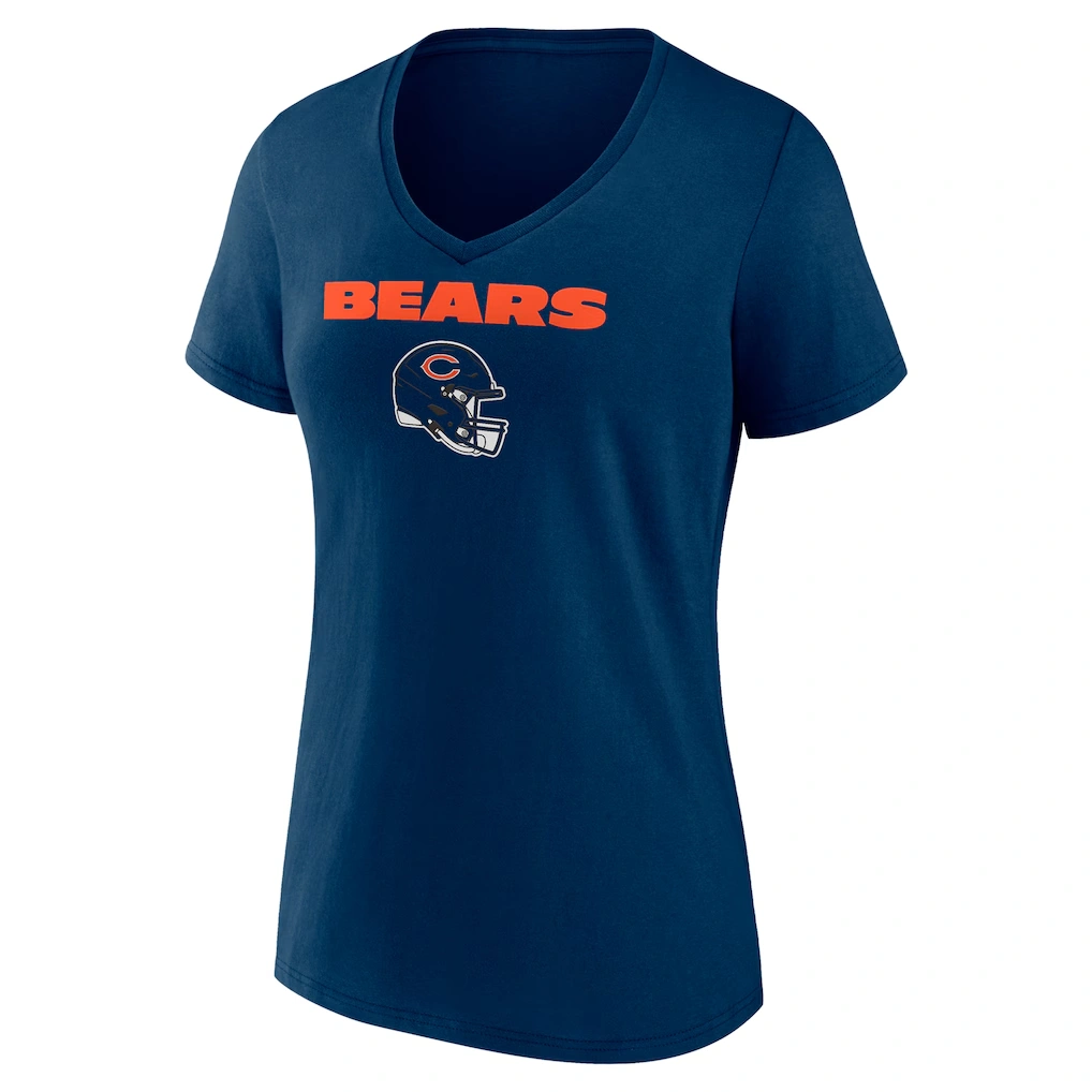 Women's Chicago Bears Caleb Williams Navy Name & Number Team Wordmark V-Neck T-Shirt