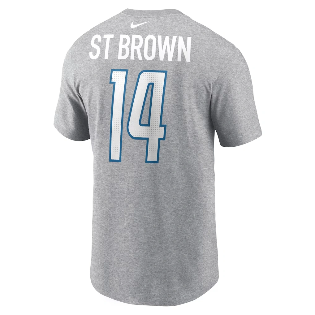 Men's Detroit Lions Amon-Ra St. Brown Nike Gray Player Name & Number T-Shirt