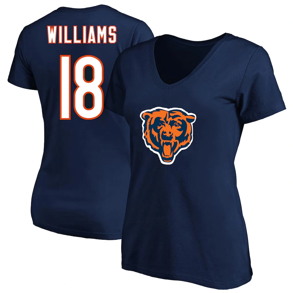 Women's Chicago Bears Caleb Williams Navy Plus Size Fair Catch Name & Number Scoop Neck T-Shirt