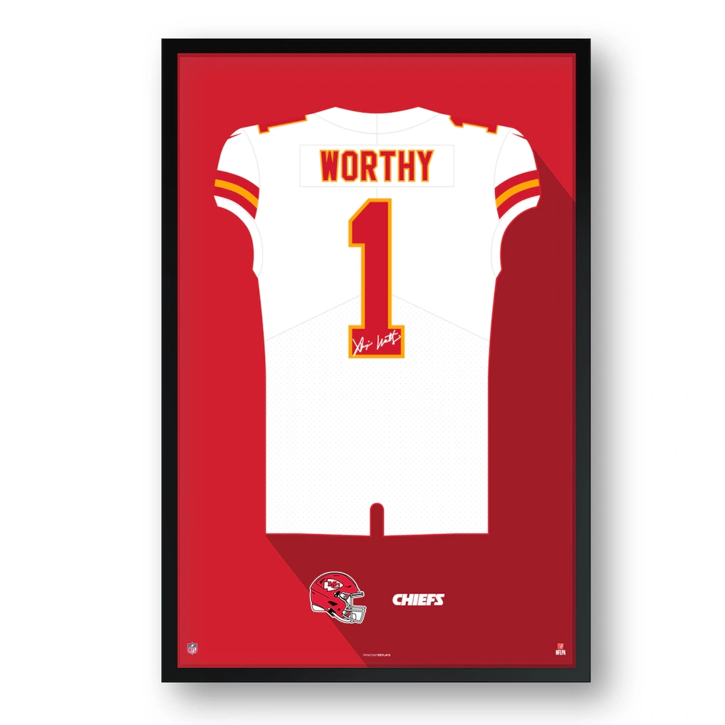 Kansas City Chiefs Xavier Worthy Framed 14" x 20" Jersey Art Print