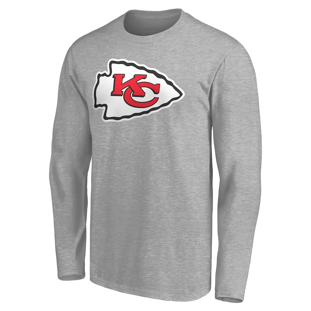 Men's Kansas City Chiefs Gray Team Authentic Custom Long Sleeve T-Shirt