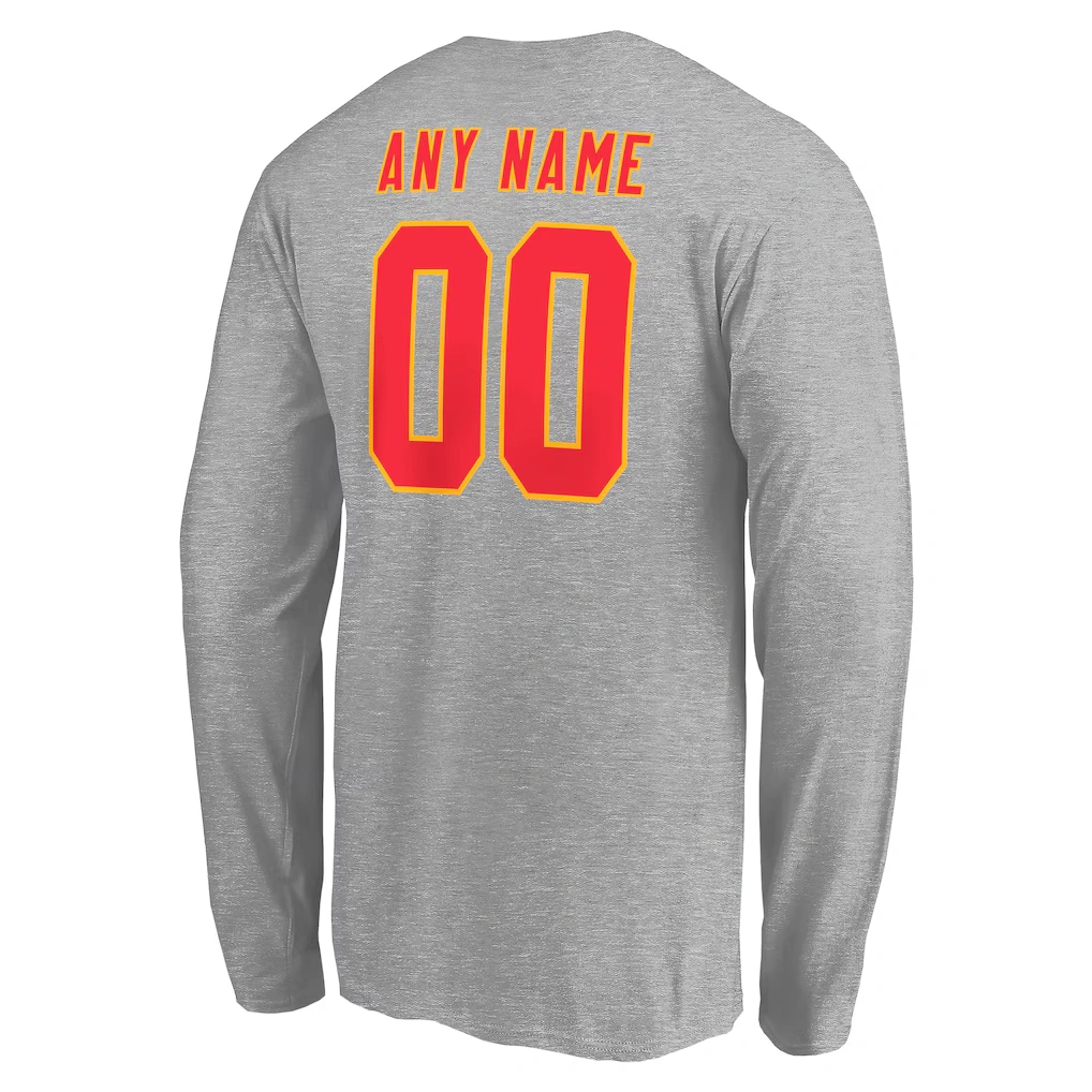 Men's Kansas City Chiefs Gray Team Authentic Custom Long Sleeve T-Shirt