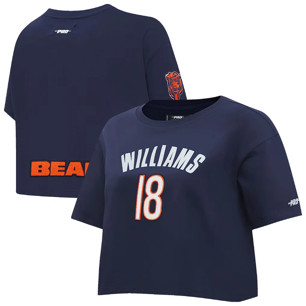 Women's Chicago Bears Caleb Williams Pro Standard Navy Player Name & Number Cropped Boxy T-Shirt