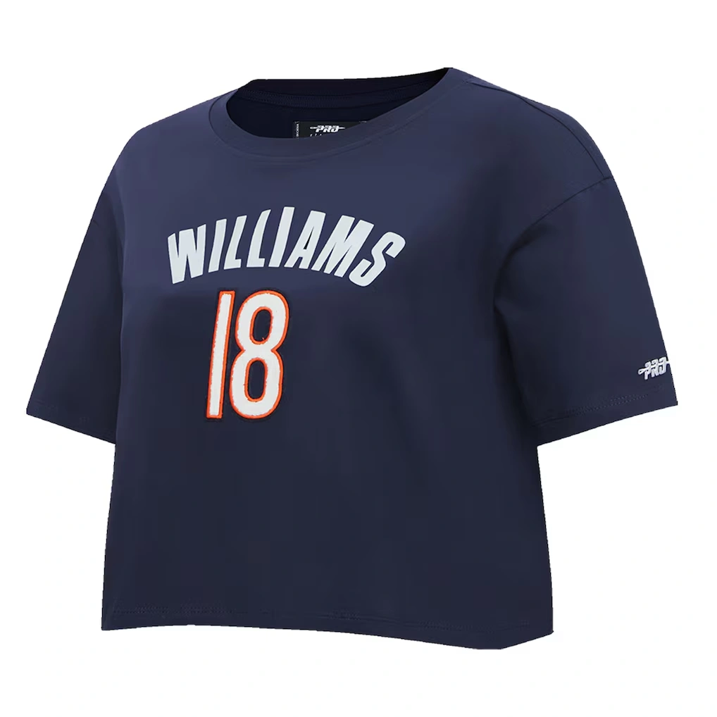 Women's Chicago Bears Caleb Williams Pro Standard Navy Player Name & Number Cropped Boxy T-Shirt