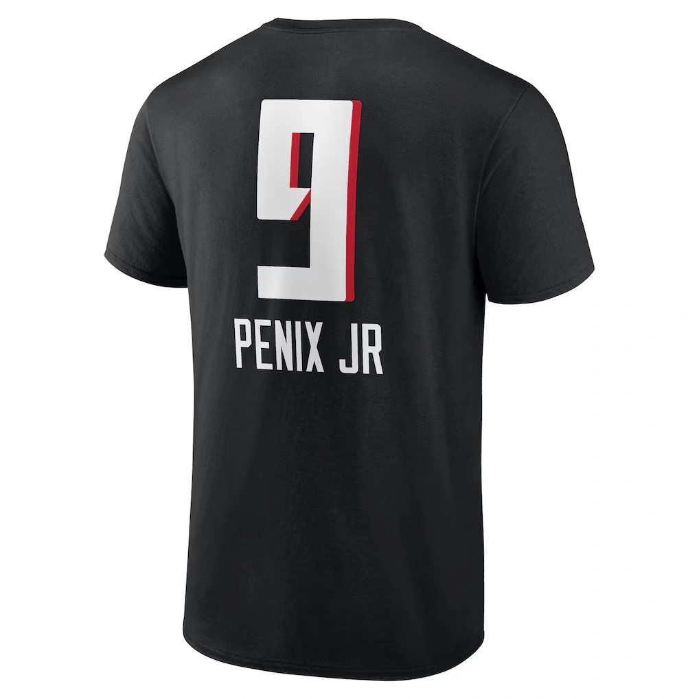 Men's Atlanta Falcons Michael Penix Jr. Black Name & Number Team Wordmark T-Shirt