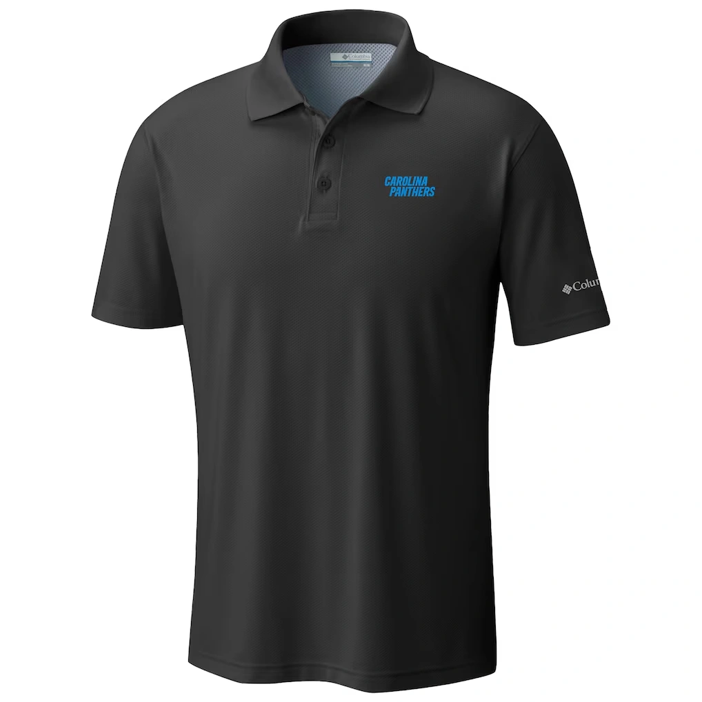 Men's Carolina Panthers Columbia Black Low Drag Offshore Polo