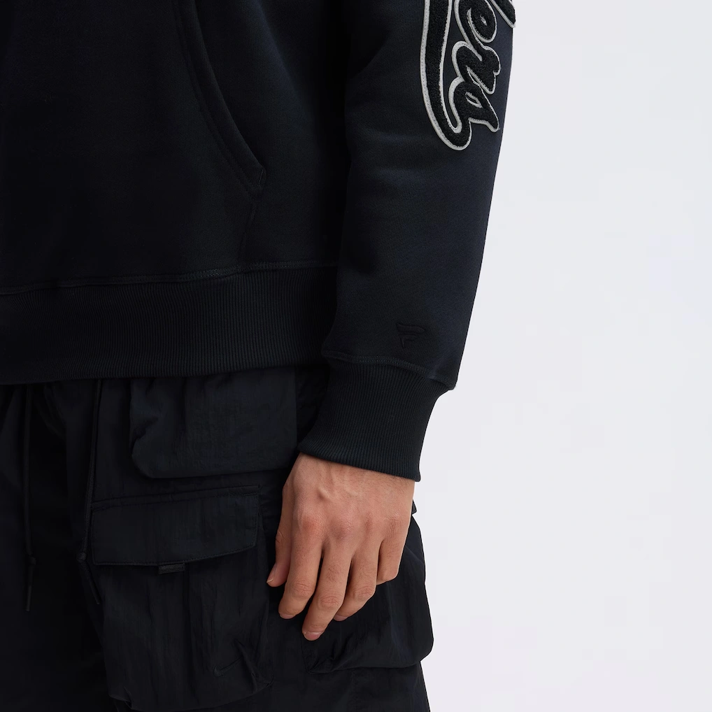 Las Vegas Raiders Fanatics Black IconicFleece Letterman Hoodie