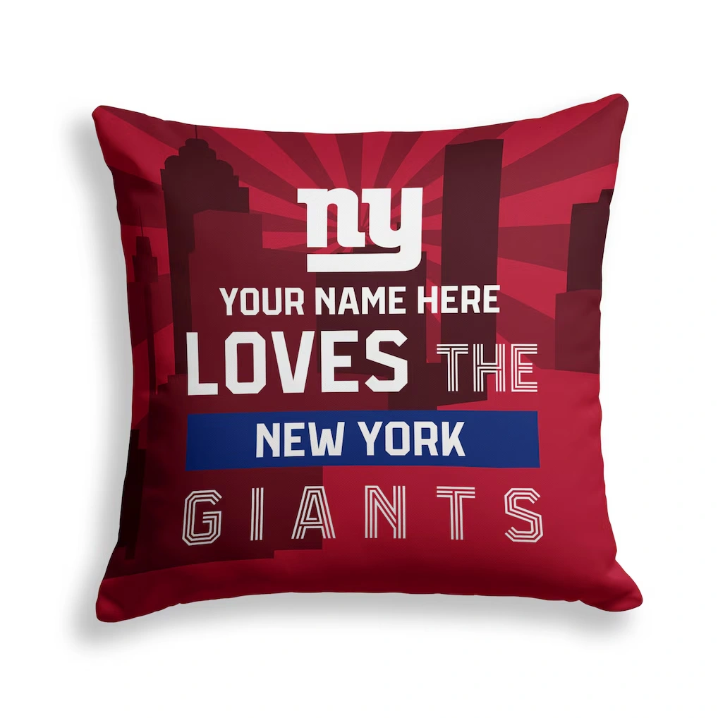 New York Giants Pegasus 18" x 18" City Skyline Personalized Decor Pillow