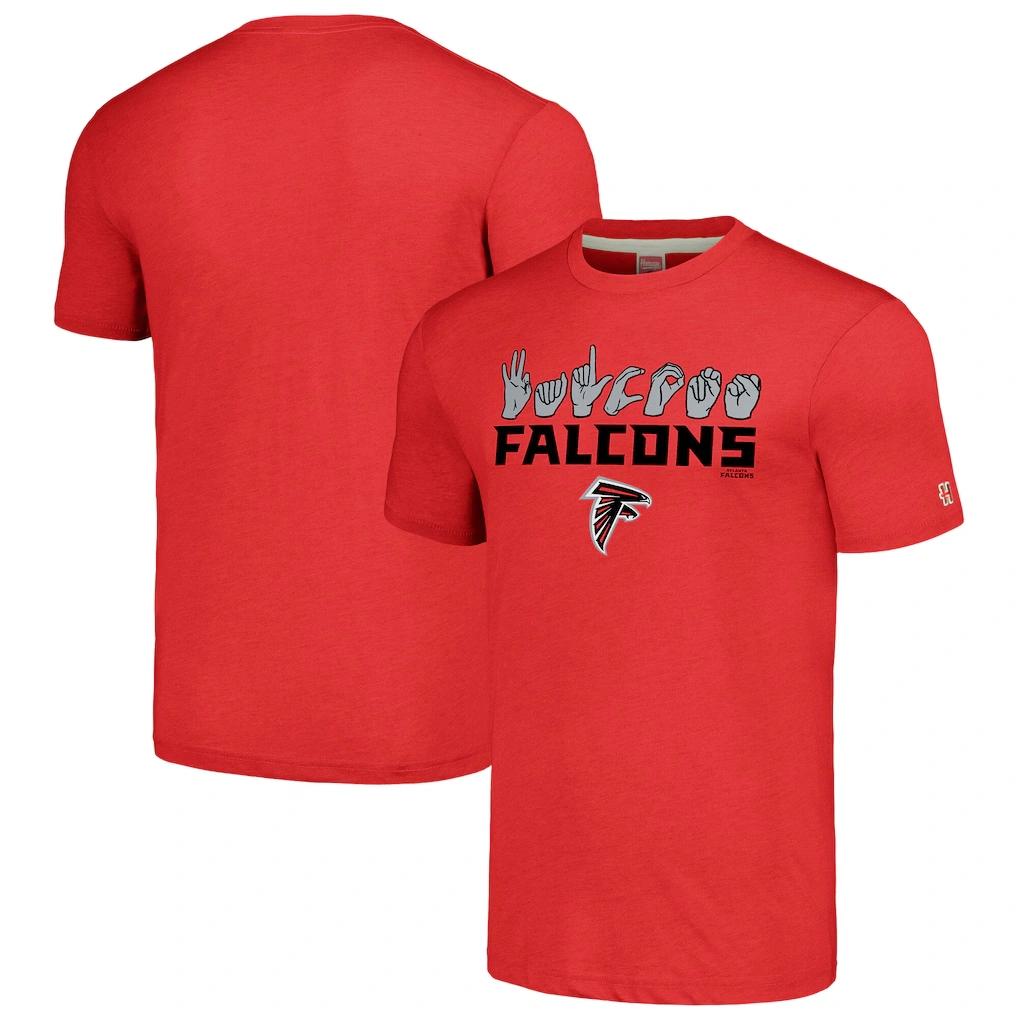 Unisex Atlanta Falcons Homage Red The NFL ASL Collection by Love Sign American Sign Language T-Shirt