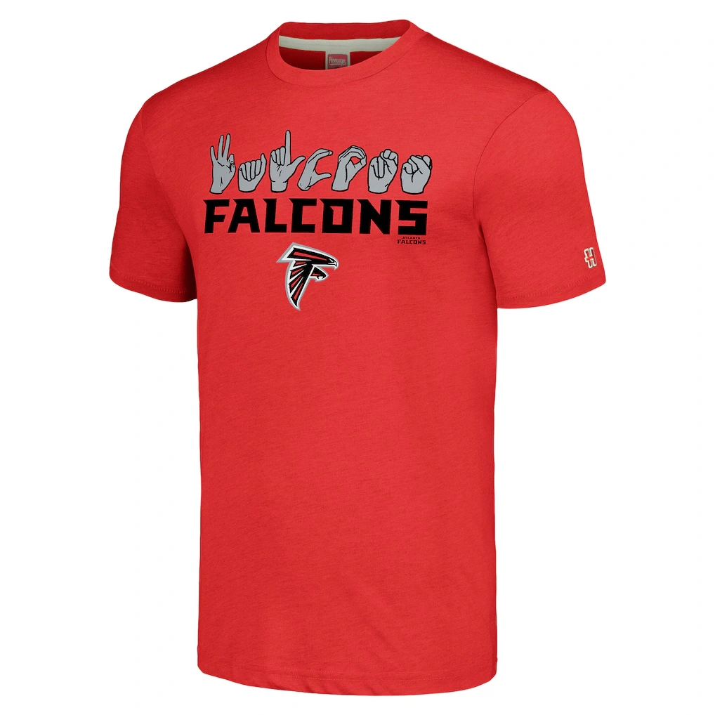 Unisex Atlanta Falcons Homage Red The NFL ASL Collection by Love Sign American Sign Language T-Shirt