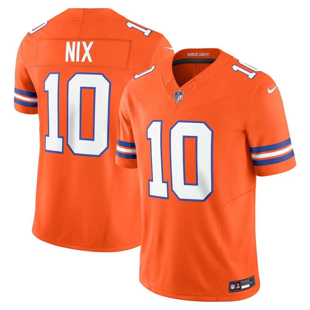 Men's Denver Broncos Bo Nix Nike Orange Vapor F.U.S.E. Limited Jersey