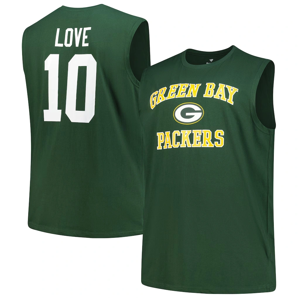 Men's Green Bay Packers Jordan Love Fanatics Green Big & Tall Muscle Tank Top