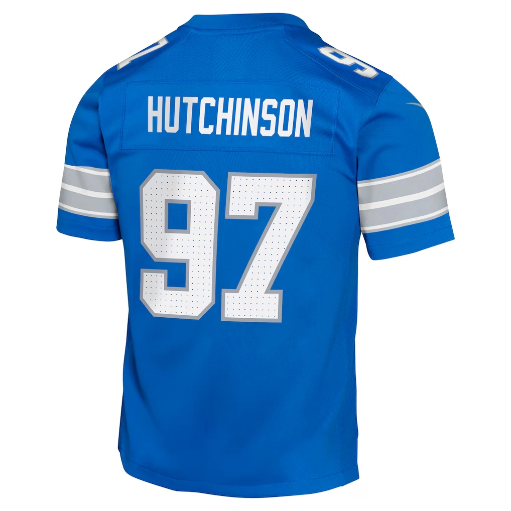 Youth Detroit Lions Aidan Hutchinson Nike Blue Game Jersey