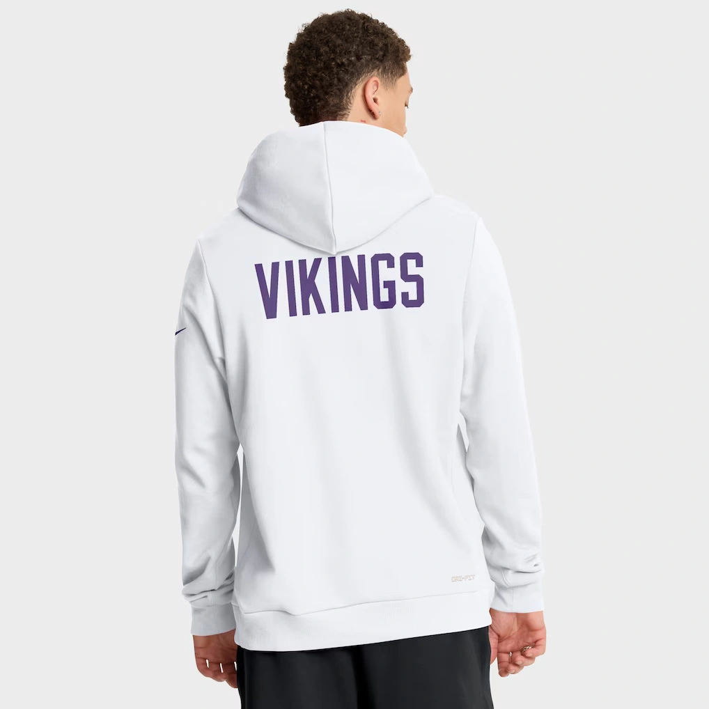 Men's Minnesota Vikings Nike White Sideline Standard Issue Alt 2 Dri-FIT Hoodie