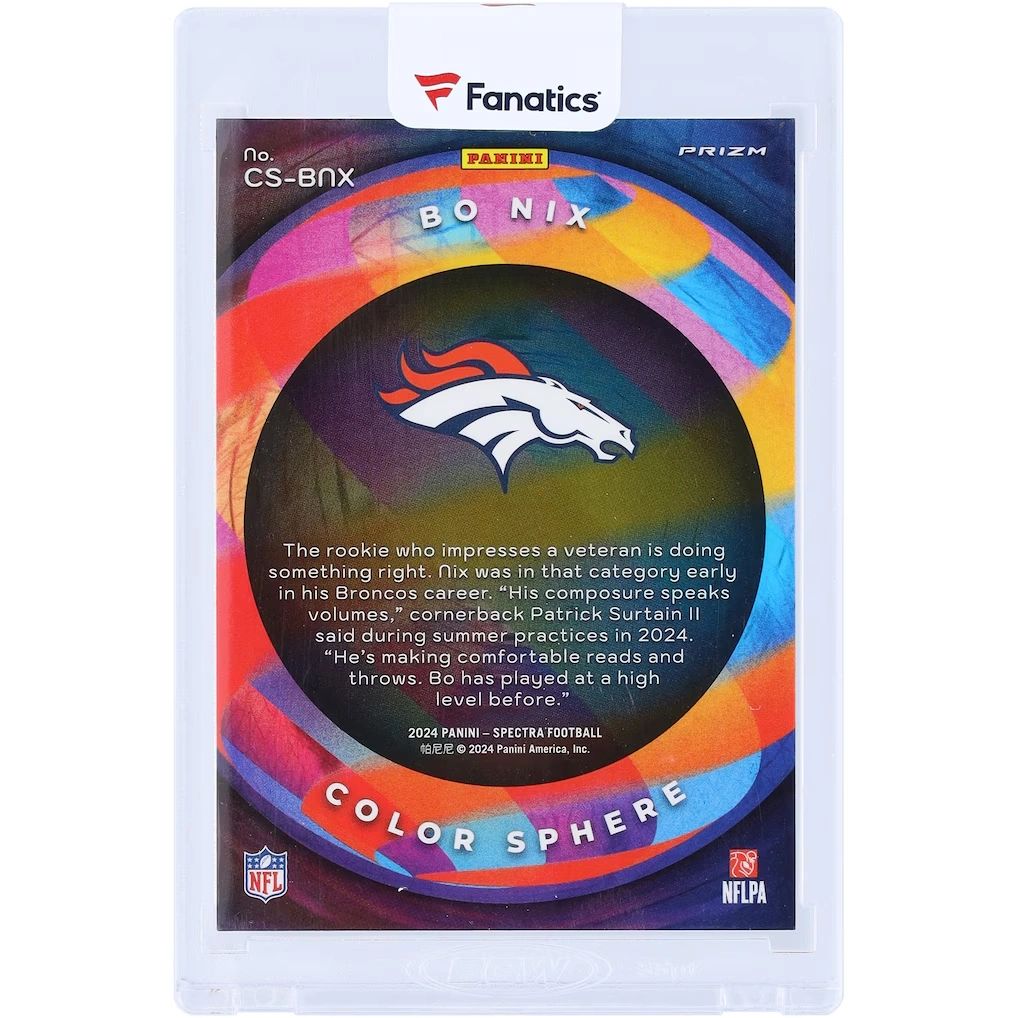 Bo Nix Denver Broncos 2024 Panini Spectra Color Sphere #CS-BNX Rookie Card