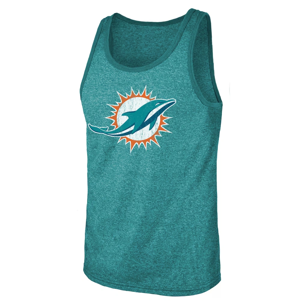 Men's Miami Dolphins Tua Tagovailoa Majestic Threads Aqua Name & Number Tri-Blend Tank Top