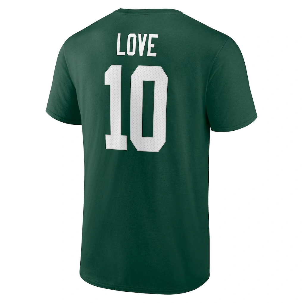 Men's Green Bay Packers Jordan Love Green Icon Name & Number T-Shirt
