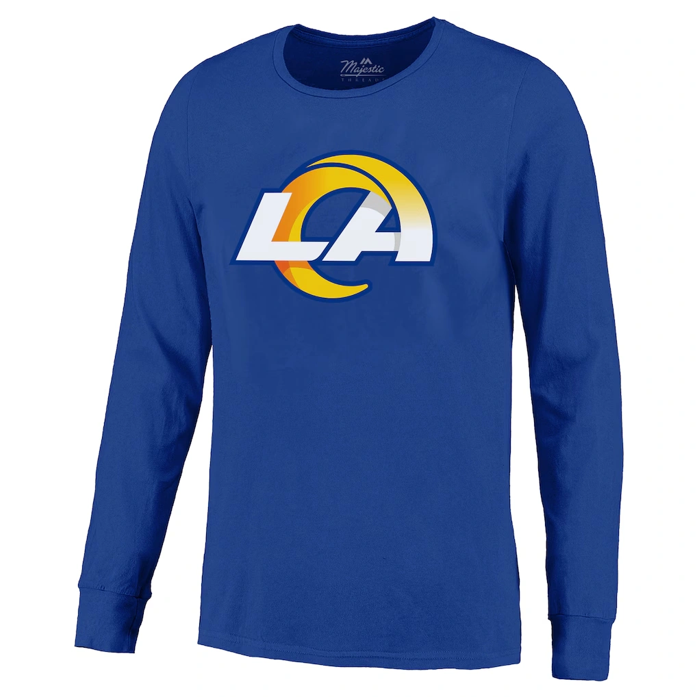 Men's Los Angeles Rams Puka Nacua Majestic Threads Royal Name & Number Non-Distressed Long Sleeve T-Shirt