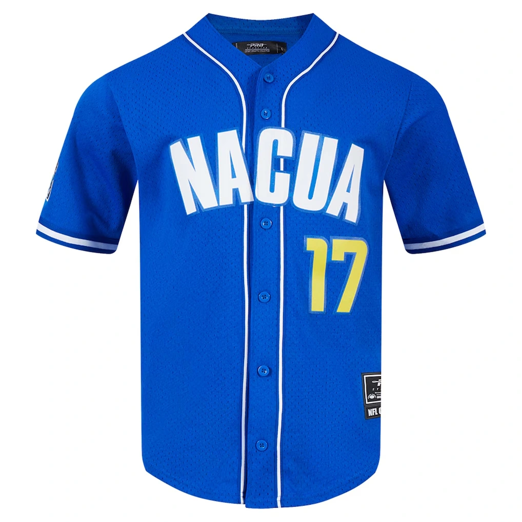 Men's Los Angeles Rams Puka Nacua Pro Standard Royal Mesh Button-Up Baseball Jersey
