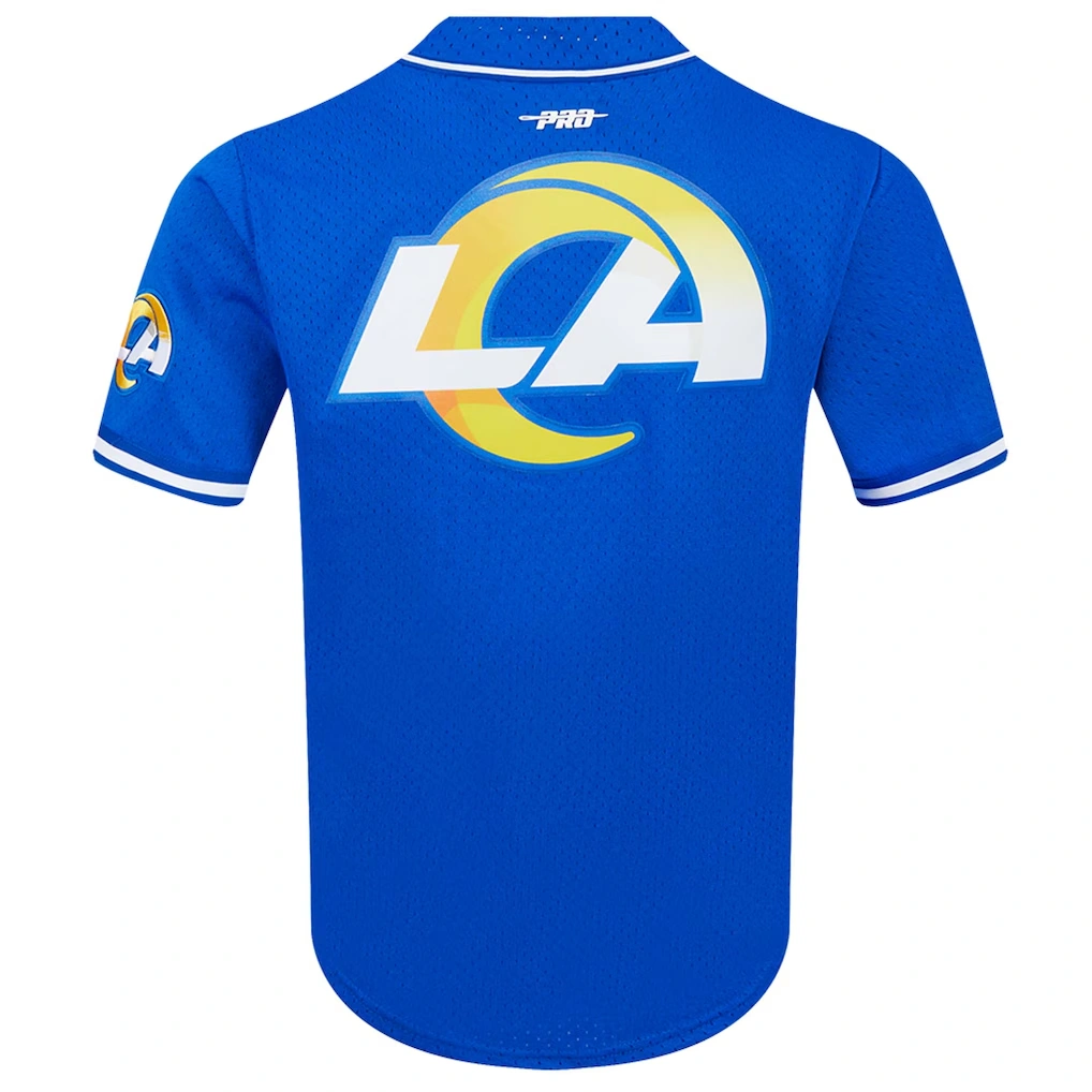 Men's Los Angeles Rams Puka Nacua Pro Standard Royal Mesh Button-Up Baseball Jersey