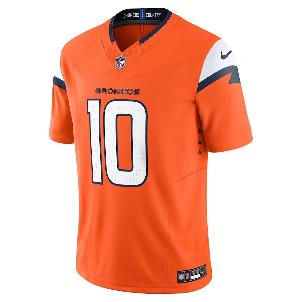 Men's Denver Broncos Bo Nix Nike Orange Vapor F.U.S.E. Limited Jersey