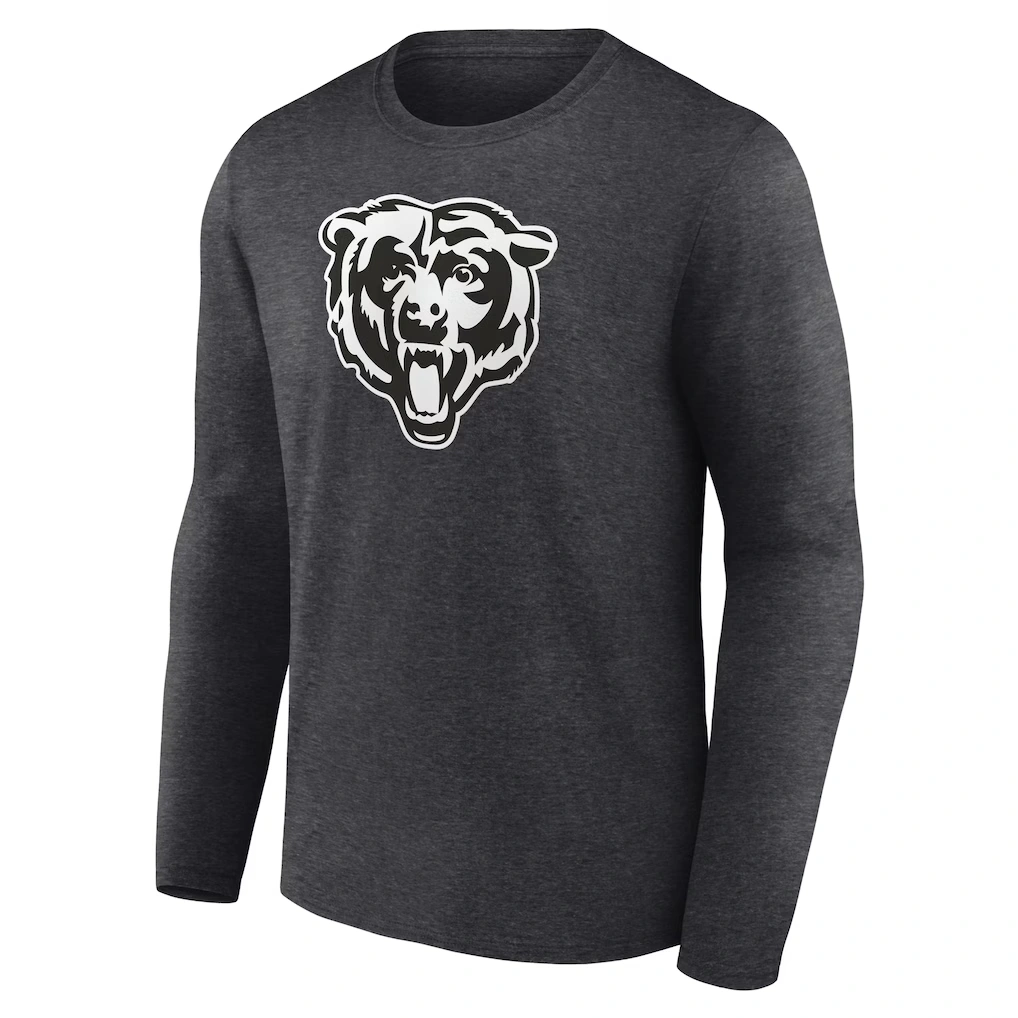 Men's Chicago Bears Charcoal Personalized Name & Number Monochrome Long Sleeve T-Shirt