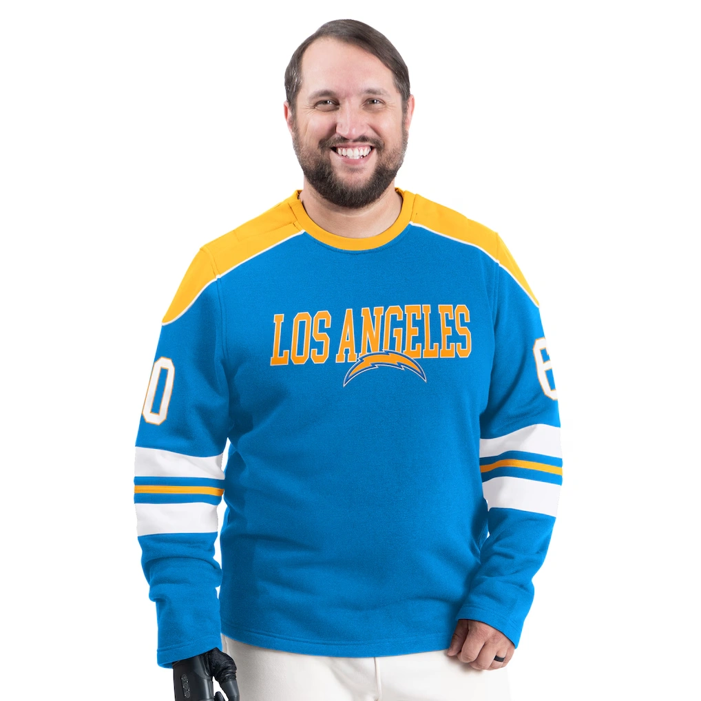 Men's Los Angeles Chargers G-III Sports by Carl Banks Powder Blue Adaptive Lord Stanley Crewneck Sweatshirt