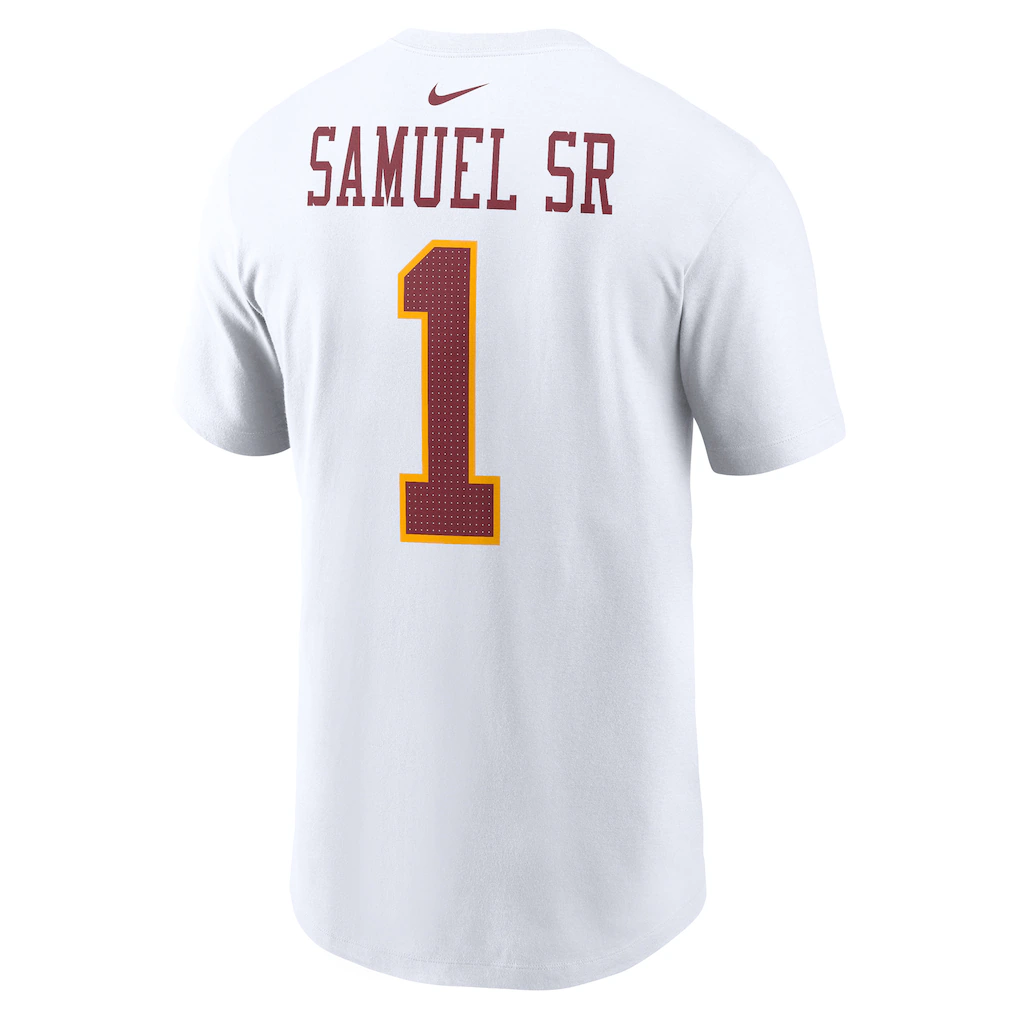 Men's Washington Commanders Deebo Samuel Sr Nike White Player Name & Number T-Shirt