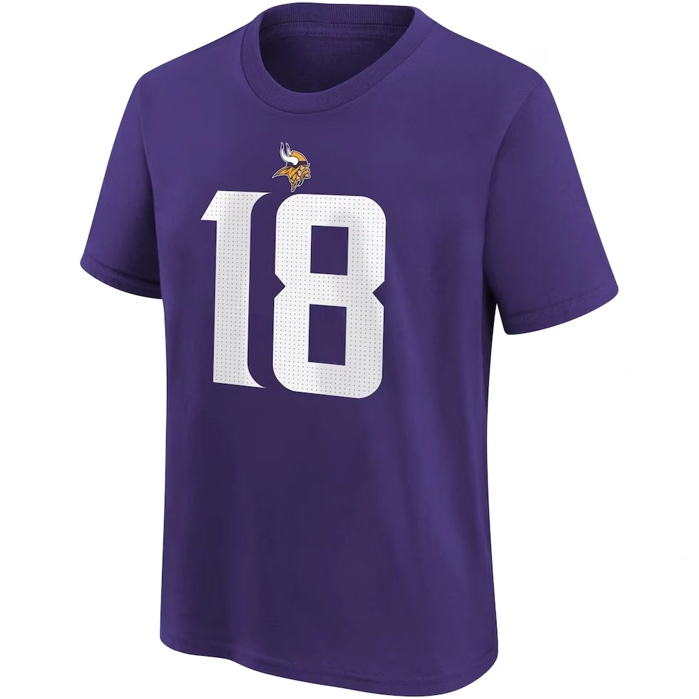 Youth Minnesota Vikings Justin Jefferson Nike Purple Player Name & Number T-Shirt