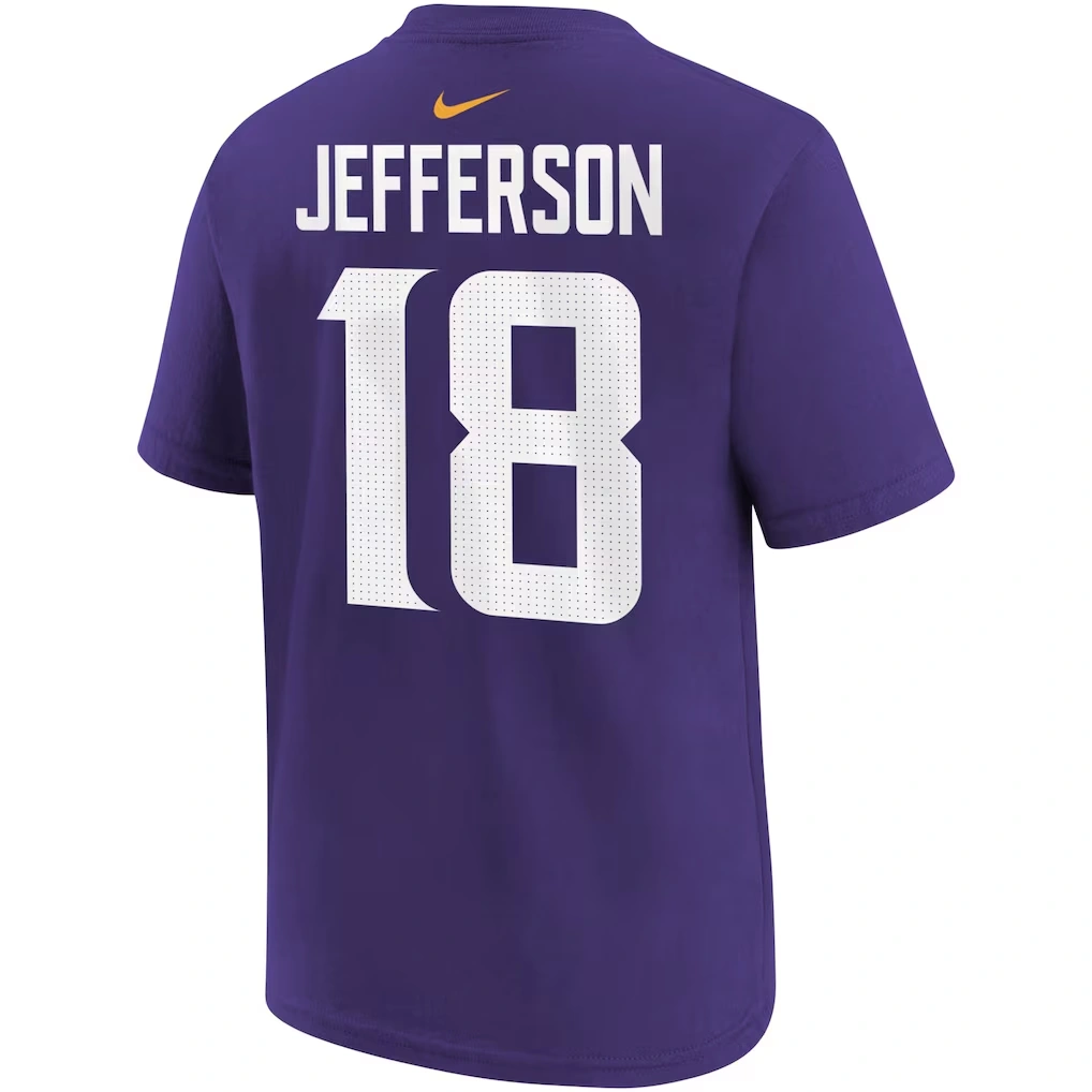Youth Minnesota Vikings Justin Jefferson Nike Purple Player Name & Number T-Shirt
