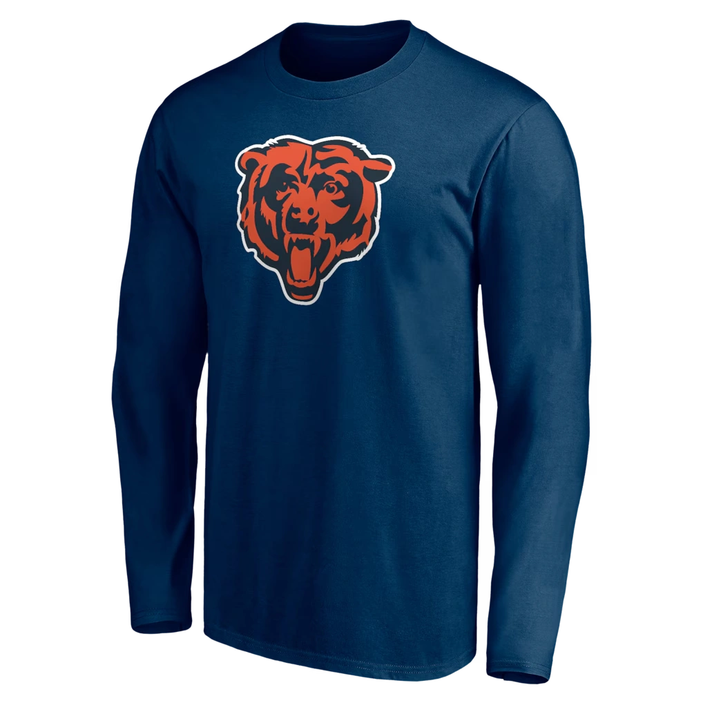 Men's Chicago Bears Navy Team Authentic Personalized Name & Number Long Sleeve T-Shirt