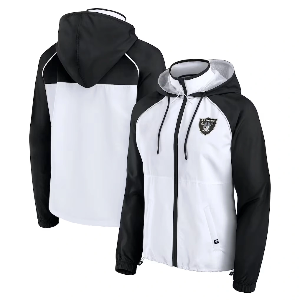 Women's Las Vegas Raiders Fanatics White Full-Zip Anorak Hoodie Jacket