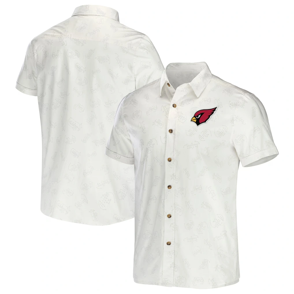 Men's Arizona Cardinals NFL x Darius Rucker Collection by Fanatics White Woven Button-Up T-Shirt