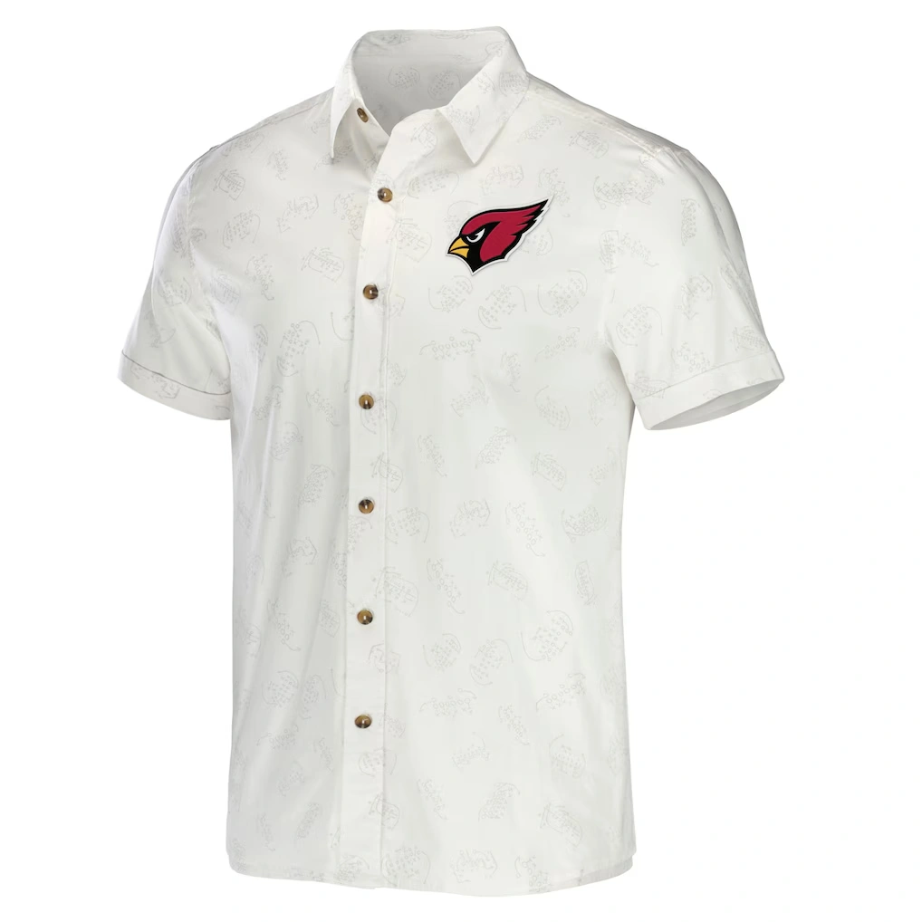 Men's Arizona Cardinals NFL x Darius Rucker Collection by Fanatics White Woven Button-Up T-Shirt