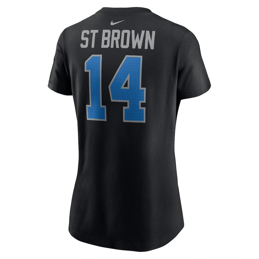 Women's Detroit Lions Amon-Ra St. Brown Nike Black Player Name & Number T-Shirt