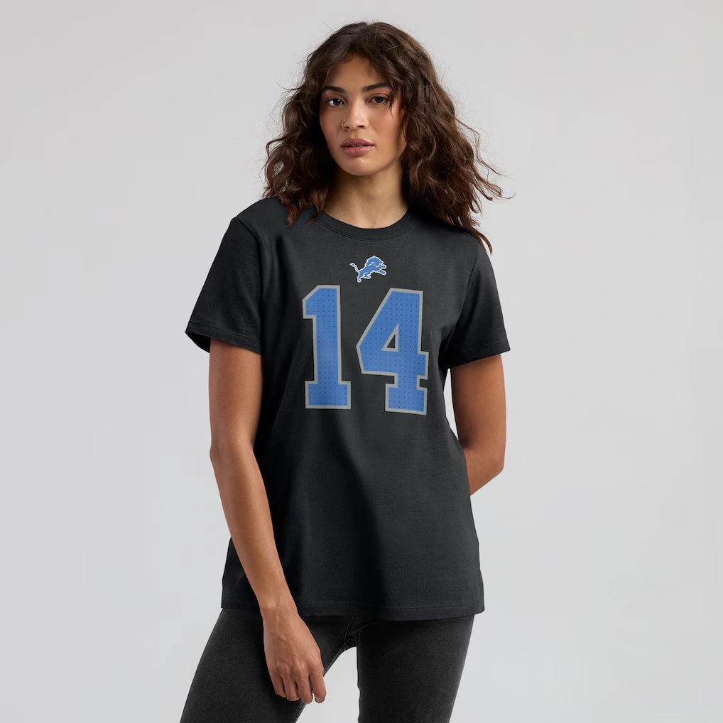 Women's Detroit Lions Amon-Ra St. Brown Nike Black Player Name & Number T-Shirt