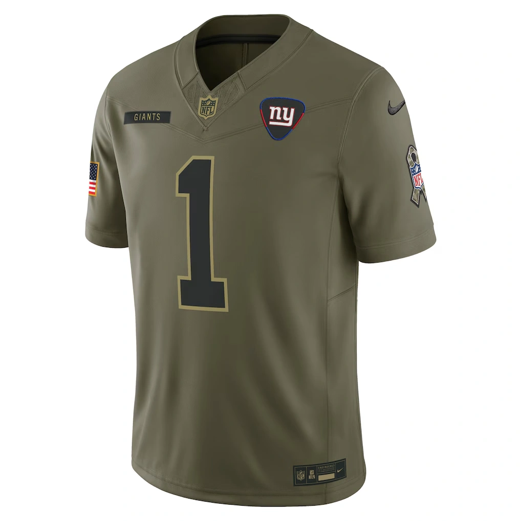 Men's New York Giants Malik Nabers Nike Olive 2025 Salute to Service Limited Jersey