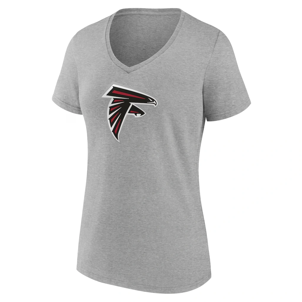 Women's Atlanta Falcons Gray Team Authentic Custom Name & Number V-Neck T-Shirt