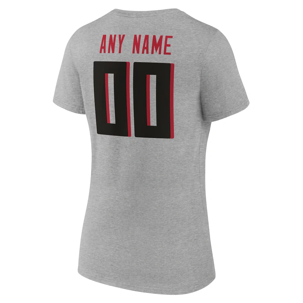Women's Atlanta Falcons Gray Team Authentic Custom Name & Number V-Neck T-Shirt