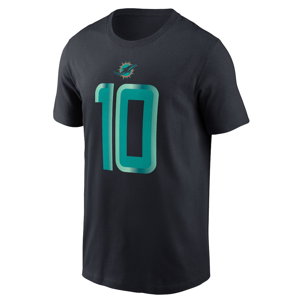 Men's Miami Dolphins Tyreek Hill Nike Pitch Blue 2025 Rivalries Collection Player Name & Number T-Shirt