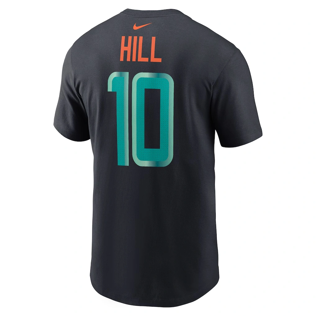 Men's Miami Dolphins Tyreek Hill Nike Pitch Blue 2025 Rivalries Collection Player Name & Number T-Shirt