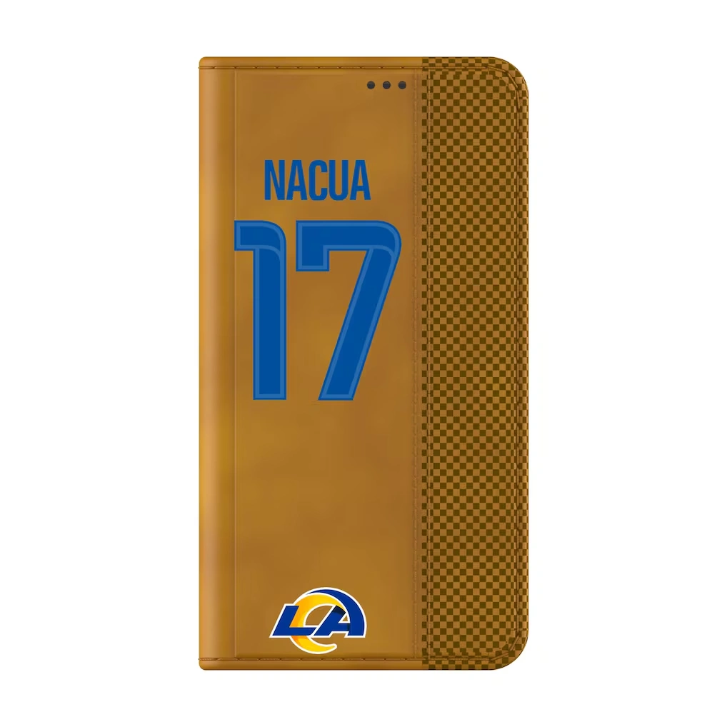 Los Angeles Rams Puka Nacua Keyscaper Brown Galaxy Folio Case
