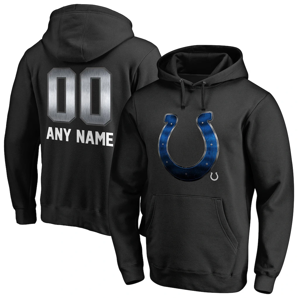 Men's Indianapolis Colts Black Personalized Midnight Mascot Pullover Hoodie
