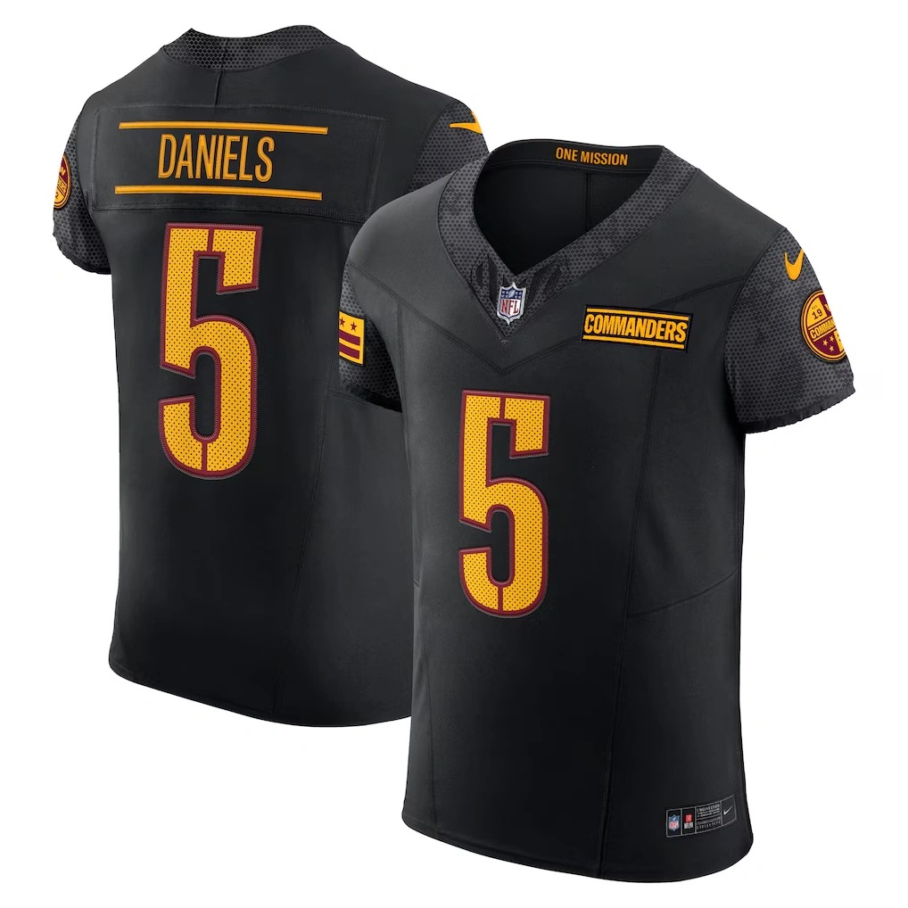Men's Washington Commanders Jayden Daniels Nike Black Alternate Vapor F.U.S.E. Elite Jersey