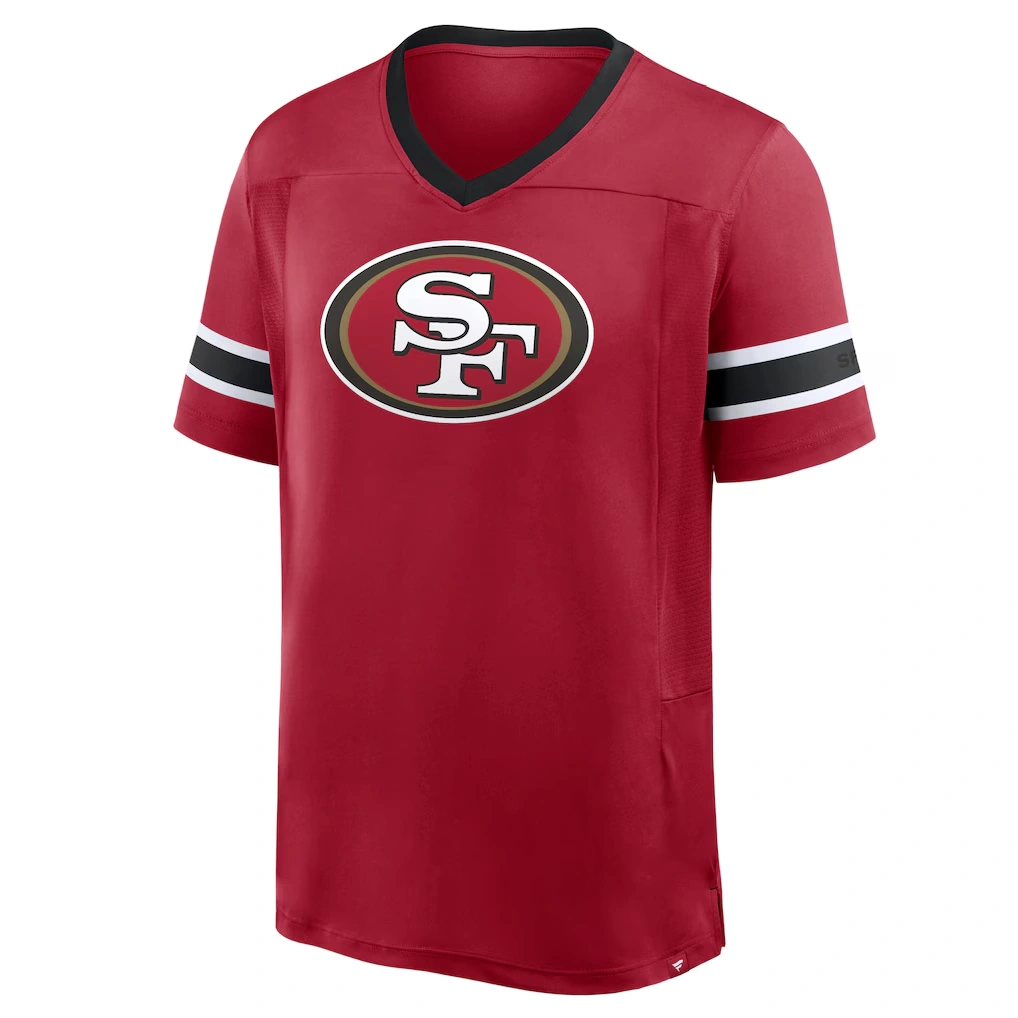 Men's San Francisco 49ers Fanatics Scarlet Hometown Premium Hashmark V-Neck T-Shirt