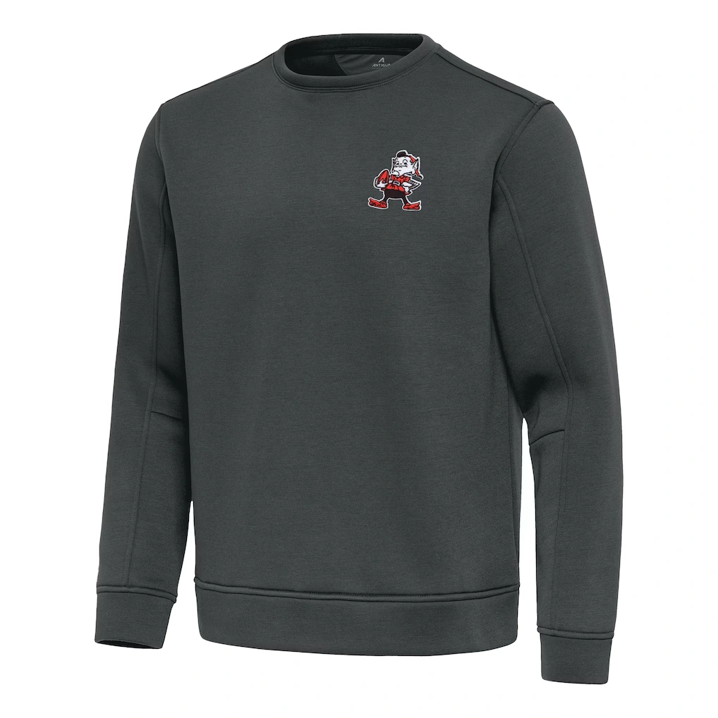 Men's Cleveland Browns Antigua Pewter Relevant Lightweight Pullover Sweatshirt