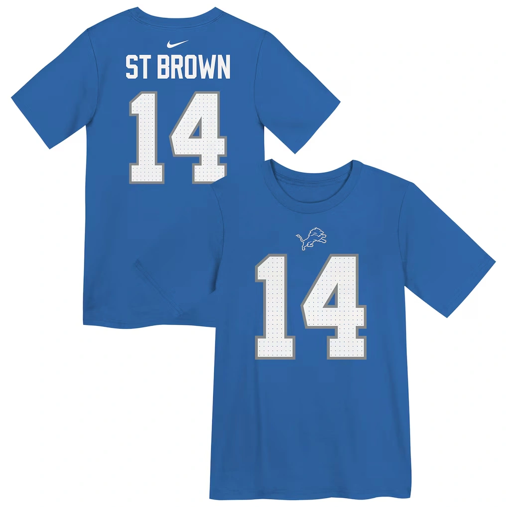 Preschool Detroit Lions Amon-Ra St. Brown Nike Blue Player Name & Number T-Shirt