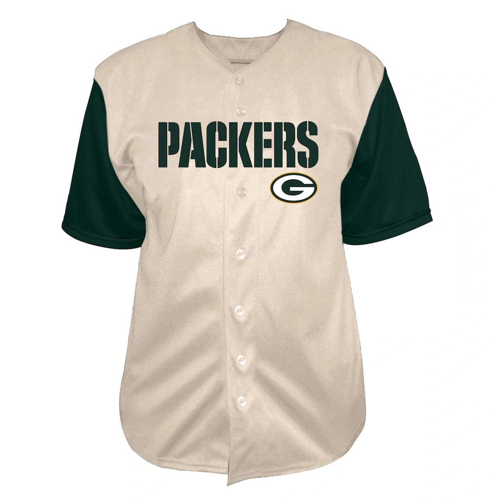 Men's Green Bay Packers Jordan Love Fanatics Cream Big & Tall Baseball Button-Up Shirt